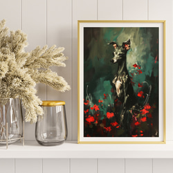 【犬花爛漫 - イタリアングレーハウンド犬 No.2】モダンアートポスター 犬の絵 犬の絵画 犬のイラスト 8枚目の画像