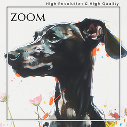 【犬花爛漫 - イタリアングレーハウンド犬 No.3】モダンアートポスター 犬の絵 犬の絵画 犬のイラスト 3枚目の画像