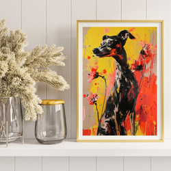 【犬花爛漫 - イタリアングレーハウンド犬 No.5】モダンアートポスター 犬の絵 犬の絵画 犬のイラスト 8枚目の画像