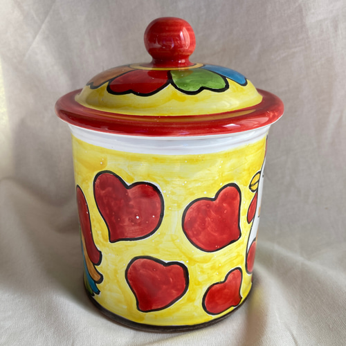 キャニスター 中 CAN015 マヨリカ焼き イタリア陶器 ニワトリ カラフル