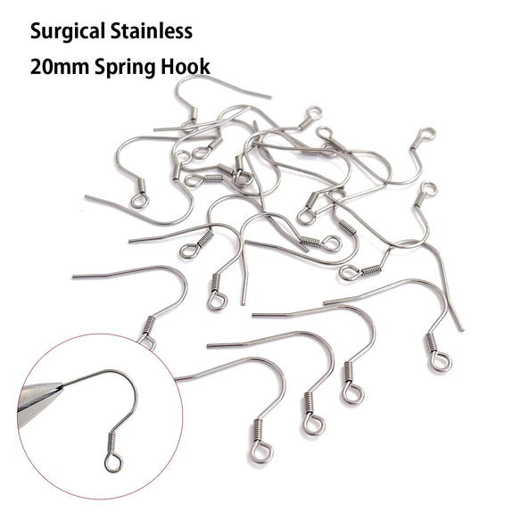 ess92 [20 件/10 對] 總長度約 20 毫米 附彈簧耳環配件 外科不鏽鋼 第1張的照片
