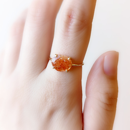 サンストーン リング 天然石 指輪 天然石 リング フリーサイズリング