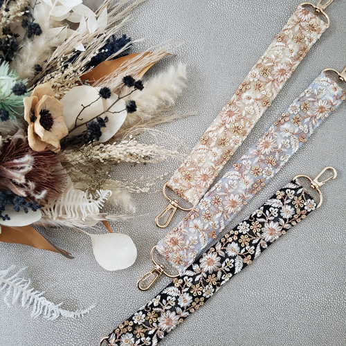 ハンドメイド 見よう 花柄刺繍 スマホショルダーストラップ