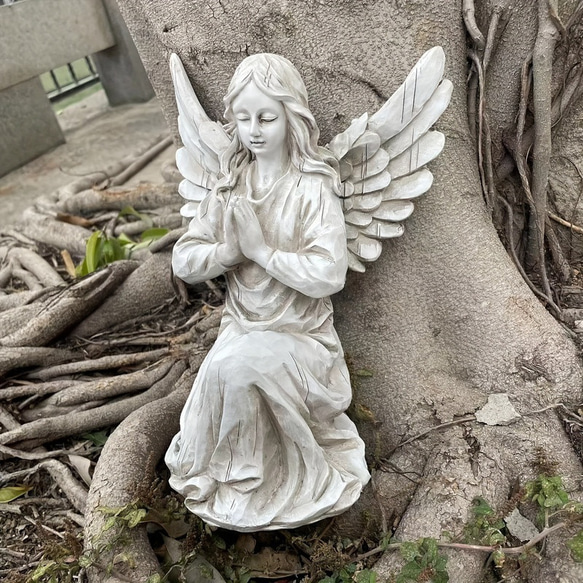 ガーデン オーナメント 天使 神秘的 おしゃれ かわいい 置物 オブジェ 庭 テラス ガーデニング cht-1620 4枚目の画像