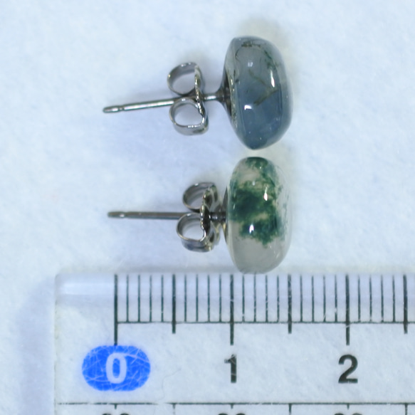 （1 件）苔蘚瑪瑙耳環（8 x 10 毫米鈦柱） 第5張的照片