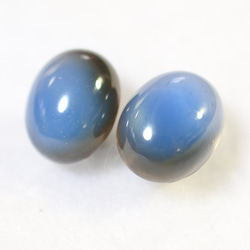 （1 件）雙色藍色縟瑪瑙耳環（8 x 10 毫米鈦柱） 第2張的照片
