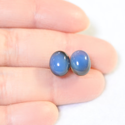 （1 件）雙色藍色縟瑪瑙耳環（8 x 10 毫米鈦柱） 第4張的照片