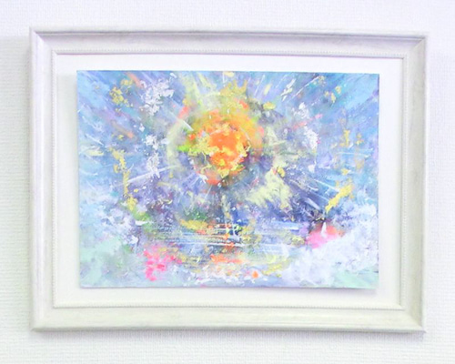 【ハッピーバースデイ タウラス】直筆　絵画　原画   スワロフスキー  送料無料 原画「夢で見た運命を司る太陽の光」額サイズ48×35㎝ パワー
