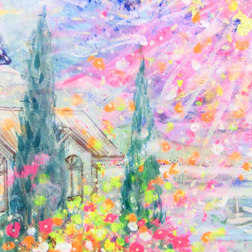 原画「宇宙に咲いた花」額サイズ 43㎝×53㎝ パワーアート 絵画