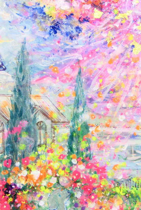 原画「宇宙に咲いた花」額サイズ 43㎝×53㎝ パワーアート 6枚目の画像