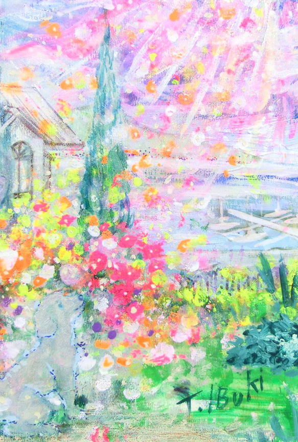 原画「宇宙に咲いた花」額サイズ 43㎝×53㎝ パワーアート 7枚目の画像