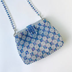 送料込】一点物 二色ビーズのステンドグラス風ショルダーバッグ