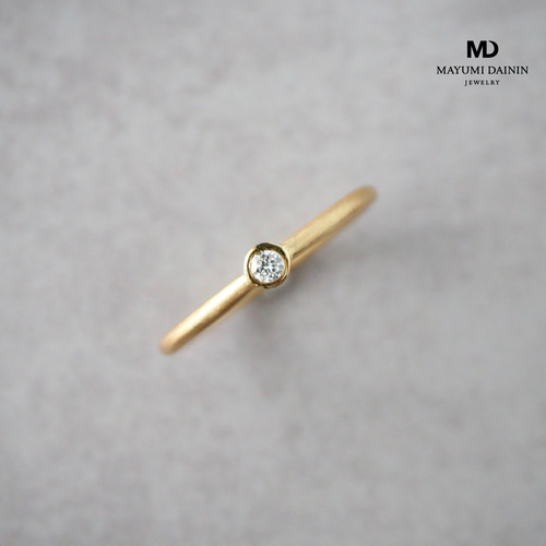 Hitotubu line ring -daily- 一粒 ダイヤ ダイヤモンド 華奢 シンプル