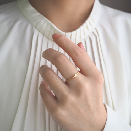Hitotubu line ring -daily- 一粒 ダイヤ ダイヤモンド 華奢