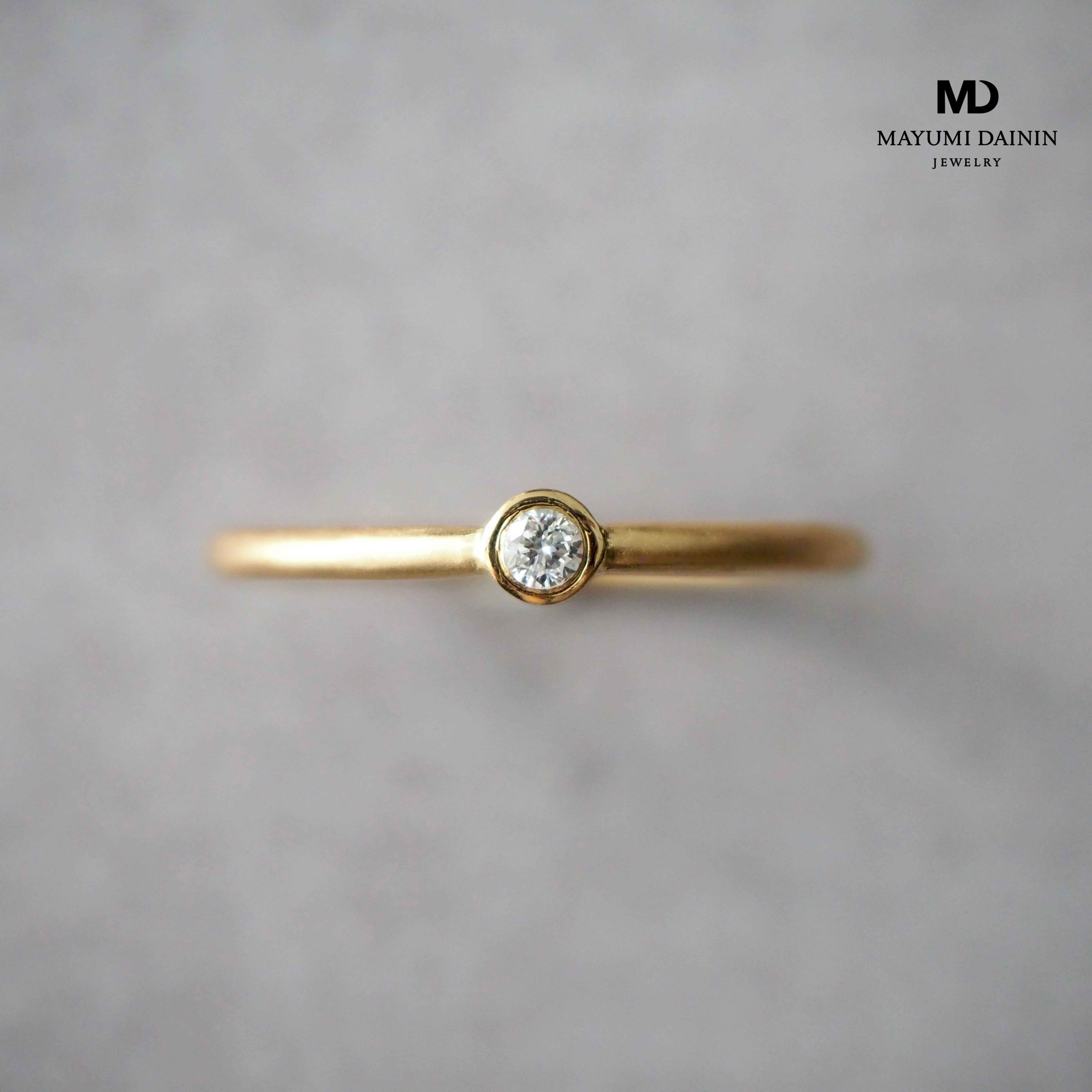 ダイヤ リング 4℃ K18 ダイヤモンド 一粒ダイヤ 指輪 新品仕上げ Hitotubu line ring -daily- 一粒 ダイヤ ダイヤモンド 華奢 シンプル
