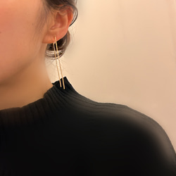 Simple chain earring シンプル　チェーン　ロング　イヤリング　ピアス　silver925 上品　大人 5枚目の画像