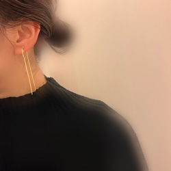 Simple chain earring シンプル　チェーン　ロング　イヤリング　ピアス　silver925 上品　大人 6枚目の画像