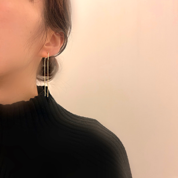 Simple chain earring シンプル　チェーン　ロング　イヤリング　ピアス　silver925 上品　大人 9枚目の画像