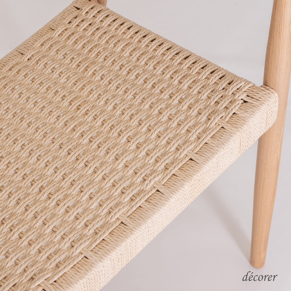 アッシュ材のペーパーコードアームチェア [1脚入 : 2色 ] 北欧スタイル 木製 無垢 手編み 椅子 ダイニングチェア 12枚目の画像