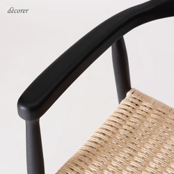 アッシュ材のペーパーコードアームチェア [1脚入 : 2色 ] 北欧スタイル 木製 無垢 手編み 椅子 ダイニングチェア 5枚目の画像