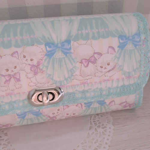 ゆめかわ猫ちゃんの長財布(ミント) 長財布 cocotte-coco 通販 17351499