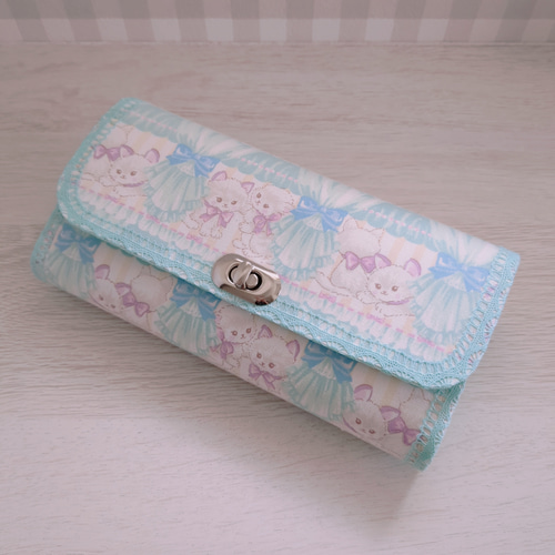 ゆめかわ猫ちゃんの長財布(ミント) 長財布 cocotte-coco 通販 17351499