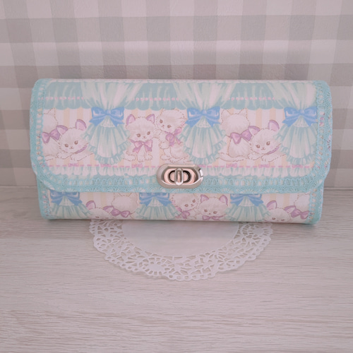 ゆめかわ猫ちゃんの長財布(ミント) 長財布 cocotte-coco 通販 17351499