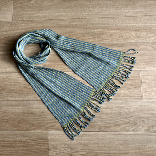 青と緑のストライプ 織物マフラー 青と緑のストライプ 織物マフラー