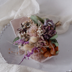 秋色紫陽花とセルリアのドライフラワーブーケ 1枚目の画像