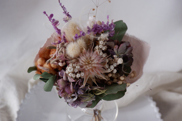 秋色紫陽花とセルリアのドライフラワーブーケ 3枚目の画像