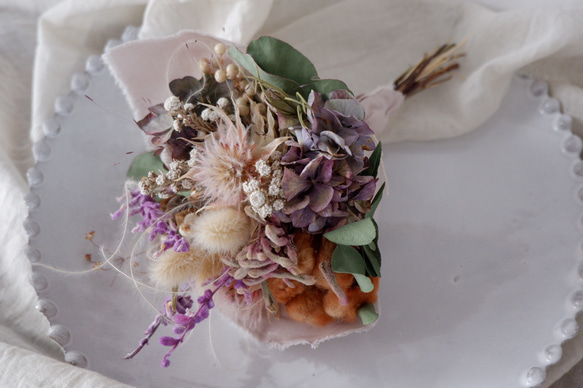 秋色紫陽花とセルリアのドライフラワーブーケ 4枚目の画像
