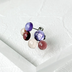 triple glass earrings -violet- 1枚目の画像