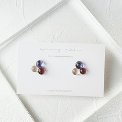 triple glass earrings -violet- 3枚目の画像