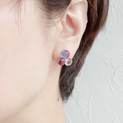 triple glass earrings -violet- 2枚目の画像