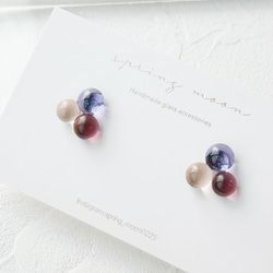 triple glass earrings -violet- 4枚目の画像