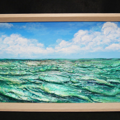油絵 油彩 油彩画 絵画 絵【エメラルドグリーンの海】 油絵 油彩 油彩画 絵 絵画 長方形ミニ絵画【エメラルドブルーの