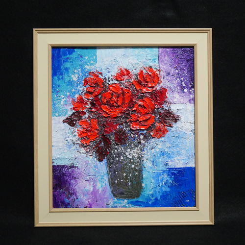 油絵 油彩 油彩画 絵 絵画 【Red rose】 絵画 HR 通販
