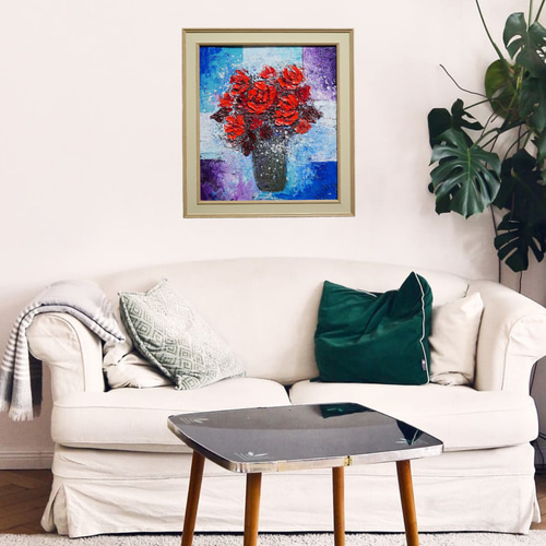 油絵 油彩 油彩画 絵画 絵 【Red rose】 油絵 油彩 油彩画 絵 絵画 【Red rose】 絵画 HR 通販