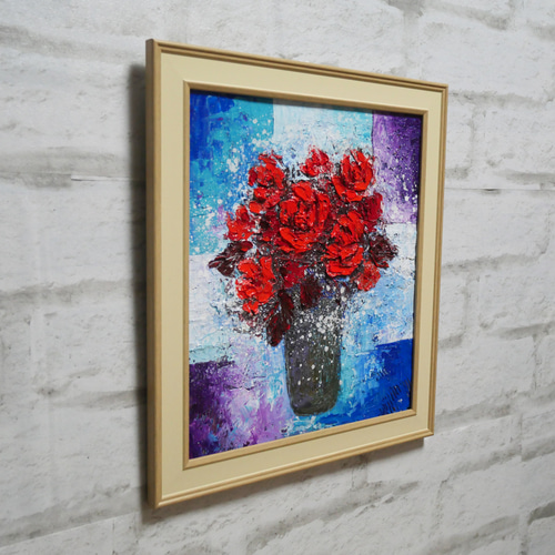 油絵 油彩 油彩画 絵 絵画 【Red rose】 絵画 HR 通販