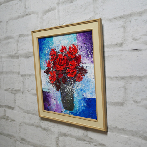 油絵 油彩 油彩画 絵 絵画 【Red rose】 絵画 HR 通販