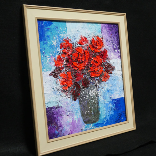油絵 油彩 油彩画 絵 絵画 【Red rose】 絵画 HR 通販