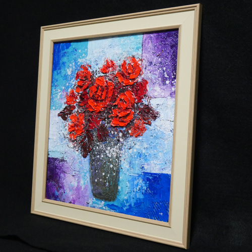 油絵 油彩 油彩画 絵 絵画 【Red rose】 絵画 HR 通販