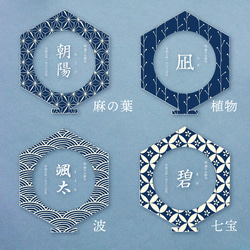 【アクリルこどもの日名前札】選べる4種類の藍柄｜六角形 5枚目の画像