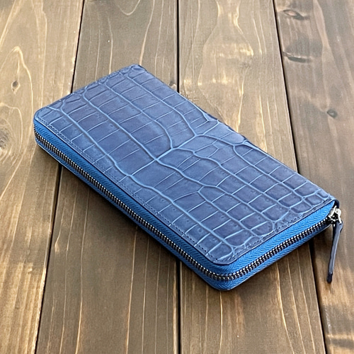 藍染 クロコダイル 長財布 藍 長財布 CUERO DELICADO 通販 17351809
