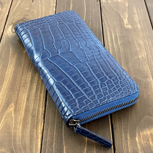藍染 クロコダイル 長財布 藍 長財布 CUERO DELICADO 通販 17351809