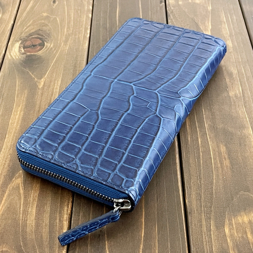 藍染 クロコダイル 長財布 藍 長財布 CUERO DELICADO 通販 17351809