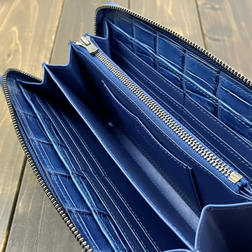 藍染 クロコダイル 長財布 藍 長財布 CUERO DELICADO 通販 17351809