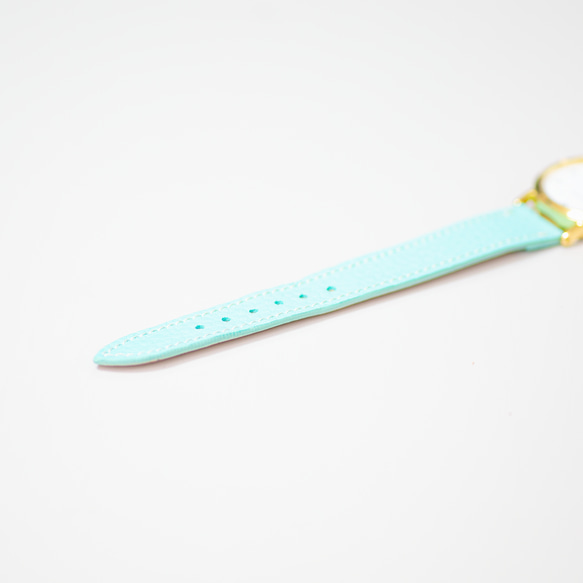 【新品//先發限量發售】人氣金面Taurillon Clemence薄荷綠蒂芬妮藍腕錶 第8張的照片