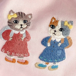 春色♪四角い刺繍巾着＊ランドセルねこちゃん〈無料ラッピング〉 8枚目の画像