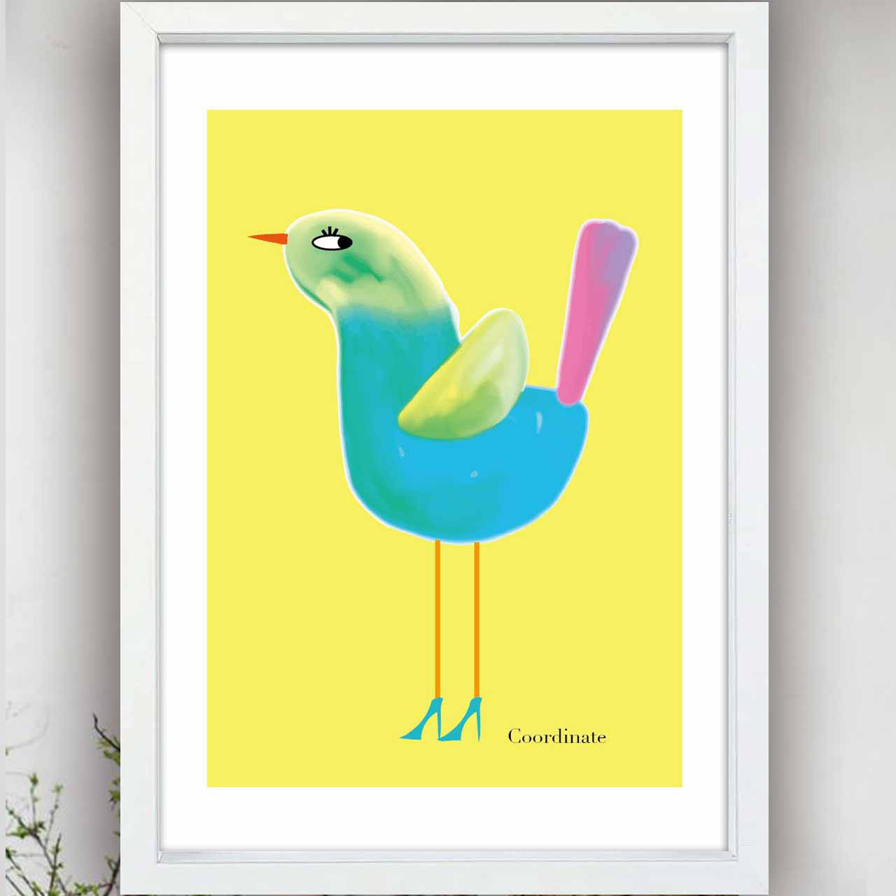 似合う？ハイヒール　鳥　イラスト　ポスター　A4 A3 A2 A1　アート  　アートポスター　2528